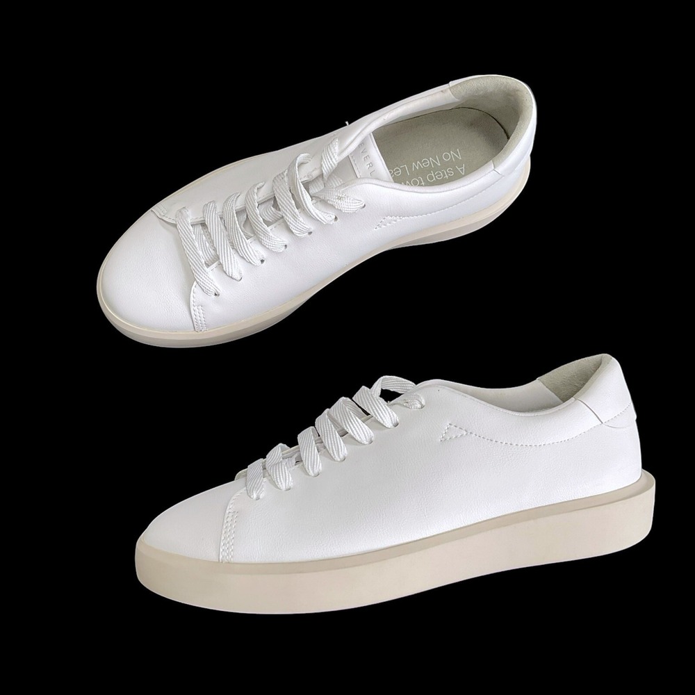 Everlane Women Men Unisex White ReLeather Court Sneakers Size F6/M4 NWOB
